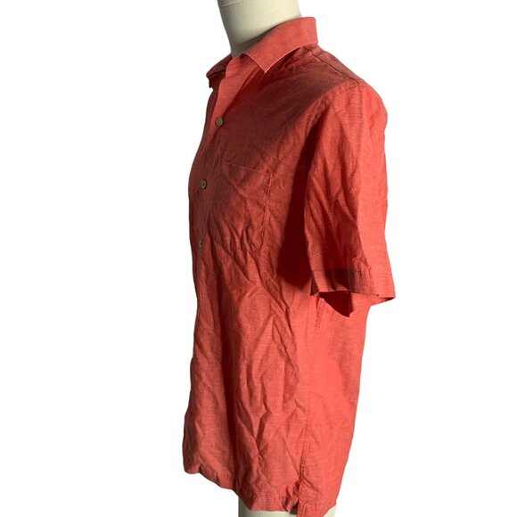 Van Heusen Air Button Up Short Sleeve Shirt S Red Pocket Cotton Blend Collared - Picture 3 of 6